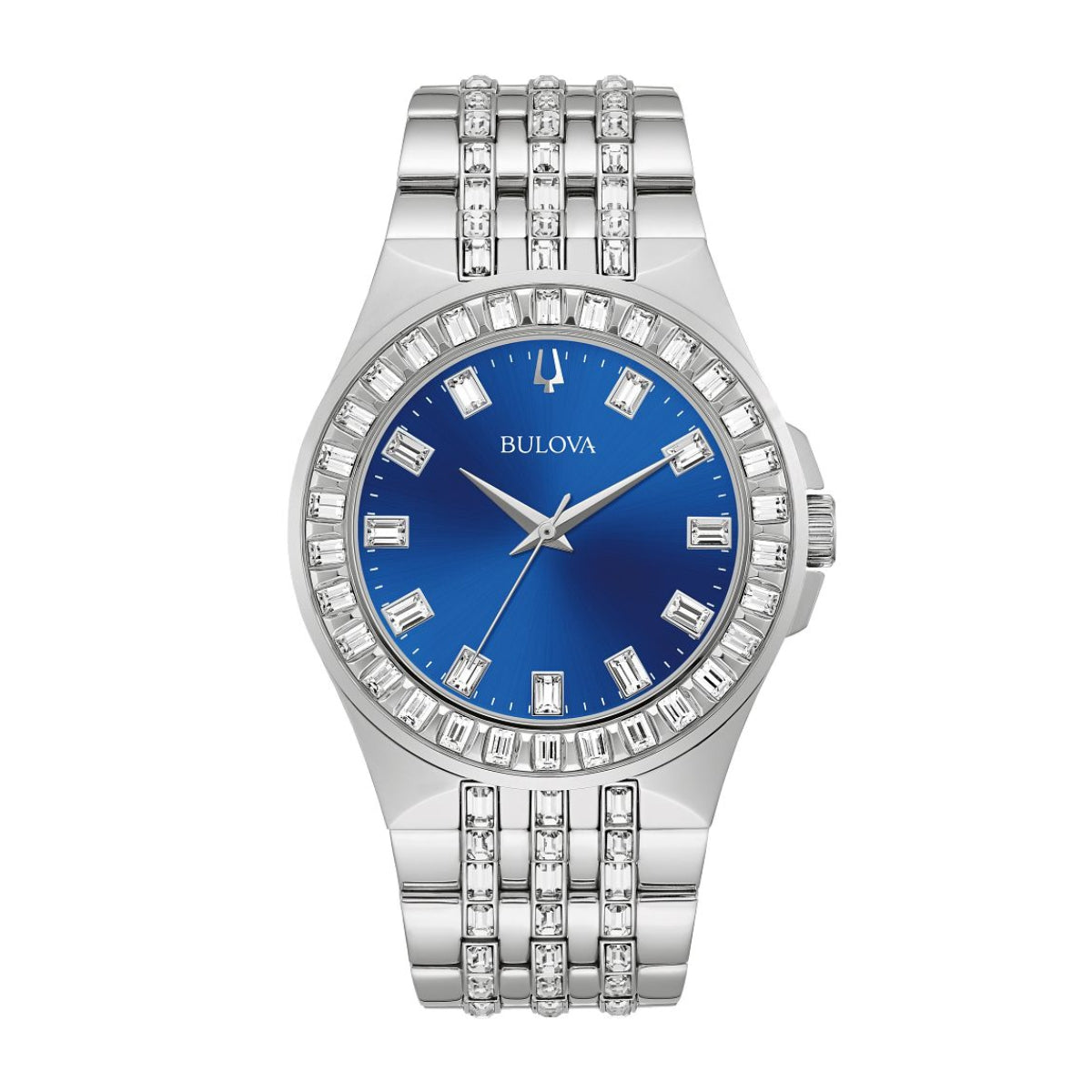 Bulova Men's Phantom Crystal Collection Stainless Steel Watch with Blue Dial