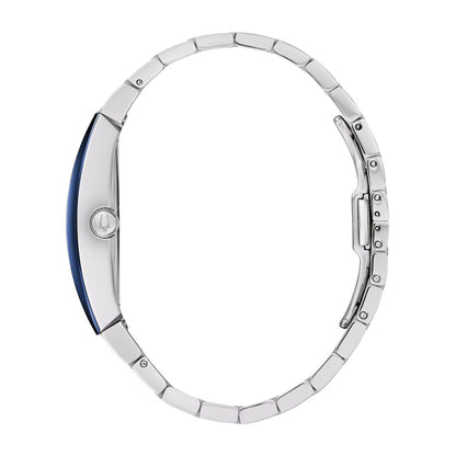 Bulova Men's Gemini Stainless Steel Watch with Blue Dial front view