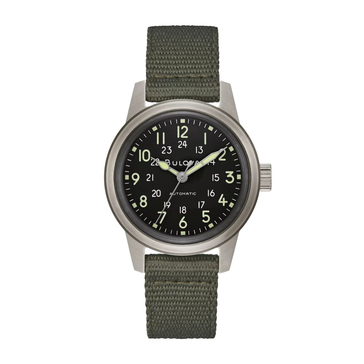 Bulova Veteranâ€™s Watchmaker Initiative Hack Watch with Black Dial & Green Nylon Strap