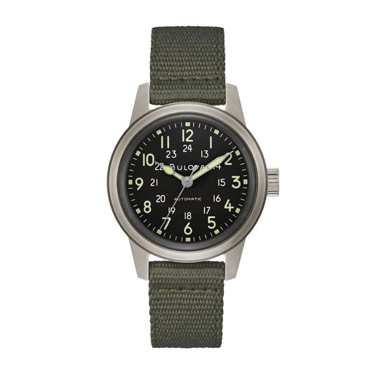Bulova Veteranâ€™s Watchmaker Initiative Hack Watch with Black Dial & Green Nylon Strap
