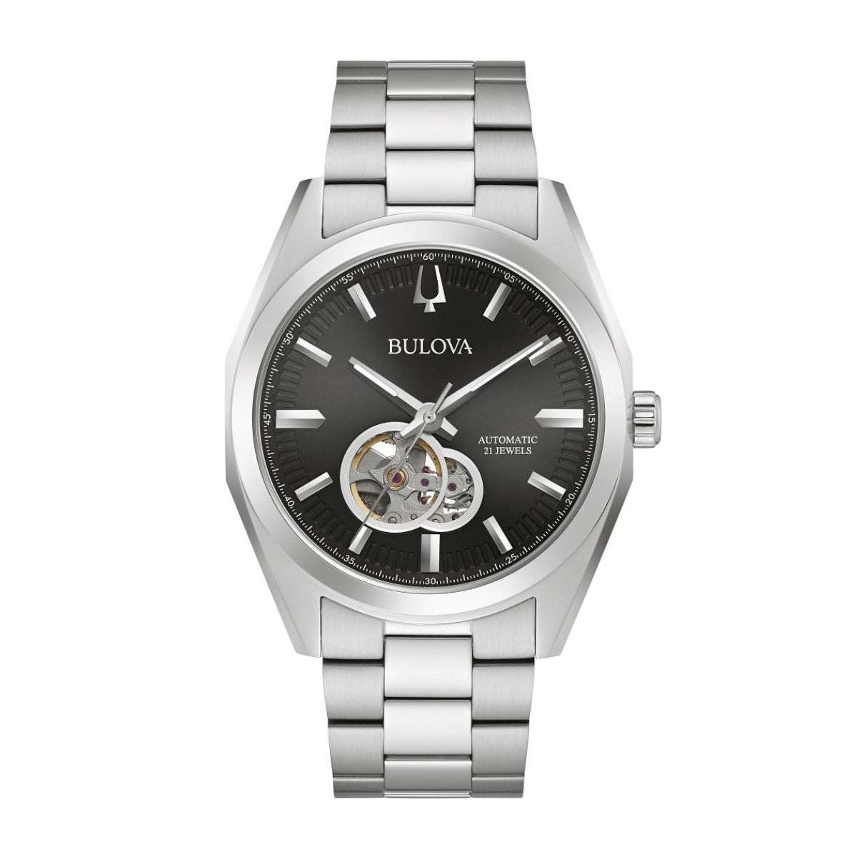 Bulova Men's Surveyor Stainless Steel Watch with Black Dial