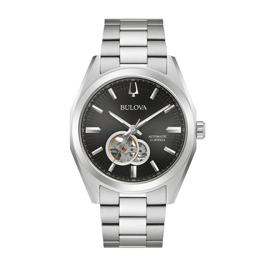 Bulova Men's Surveyor Stainless Steel Watch with Black Dial