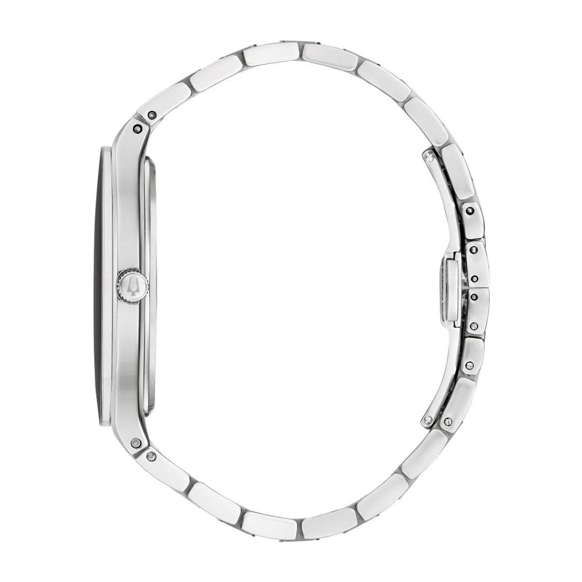 Bulova Men's Apollo Theater Stainless Steel Watch with Black Dial front view