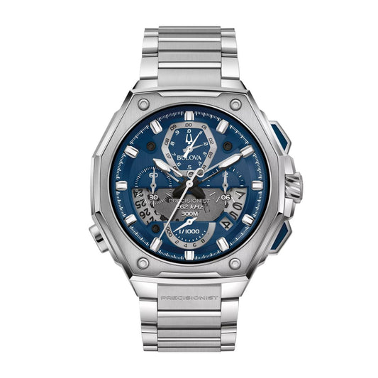 Bulova Men's Precisionist Stainless Steel Watch with Blue Dial