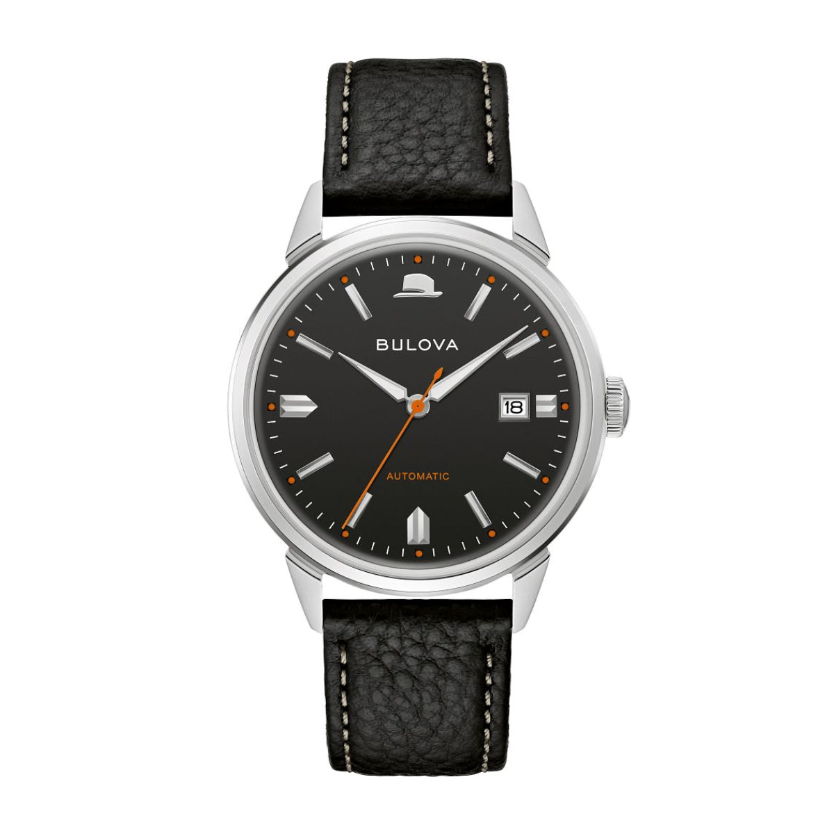 Bulova Frank Sinatra Summer Wind Watch with Black Dial & Black Leather Strap