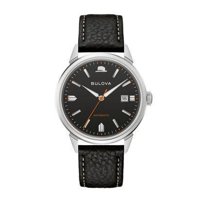 Bulova Frank Sinatra Summer Wind Watch with Black Dial & Black Leather Strap