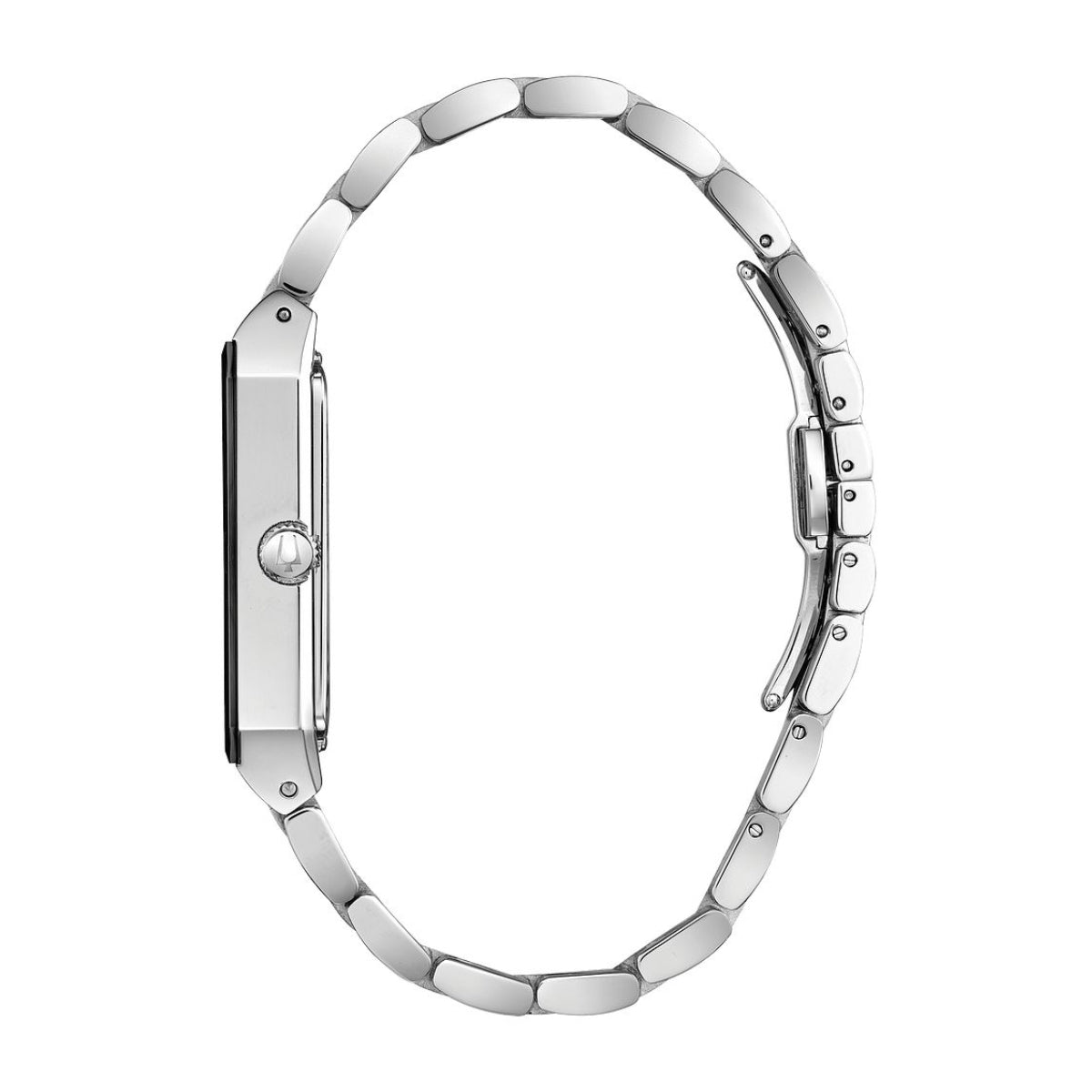 Bulova Men's Quadra Stainless Steel Watch with Black Dial front view