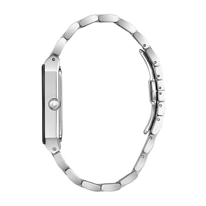 Bulova Men's Quadra Stainless Steel Watch with Black Dial front view