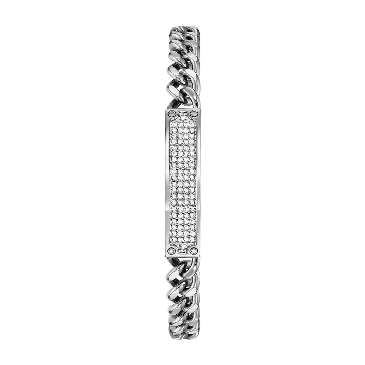 Bulova Men's Crystal Collection Stainless Steel Black Dial Watch & Bracelet Set front view