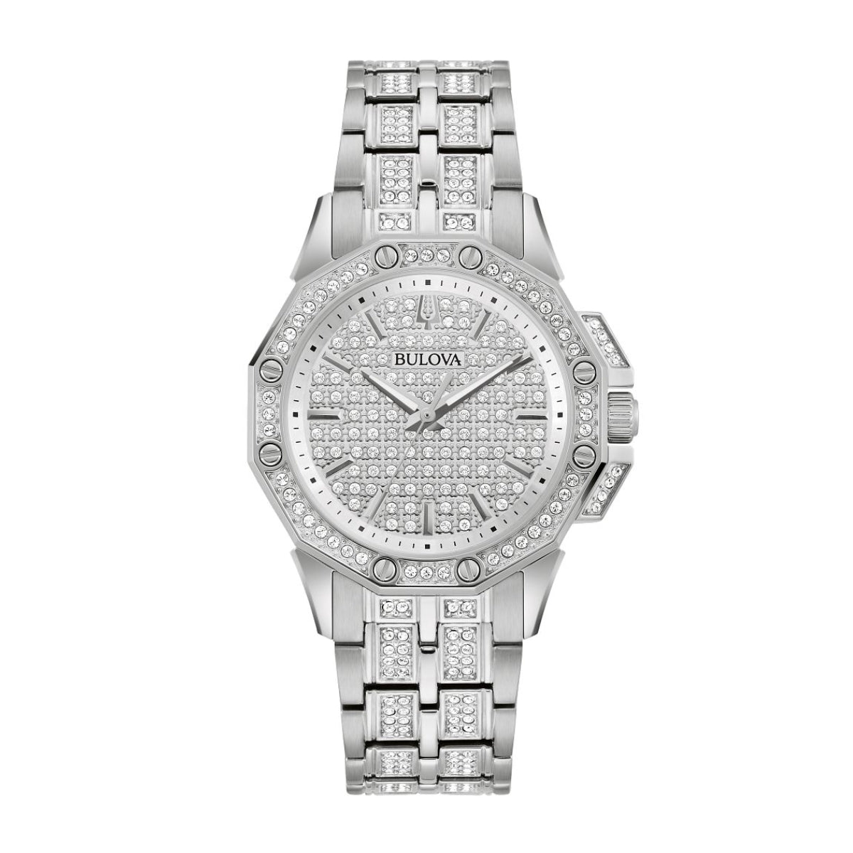 Bulova Ladies' Octava Stainless Steel Watch with Pave Crystal Dial