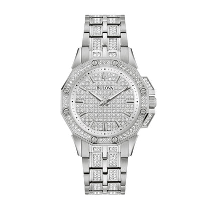 Bulova Ladies' Octava Stainless Steel Watch with Pave Crystal Dial