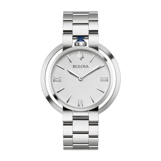Bulova Ladies' Rubiayat Stainless Steel Watch with White Dial