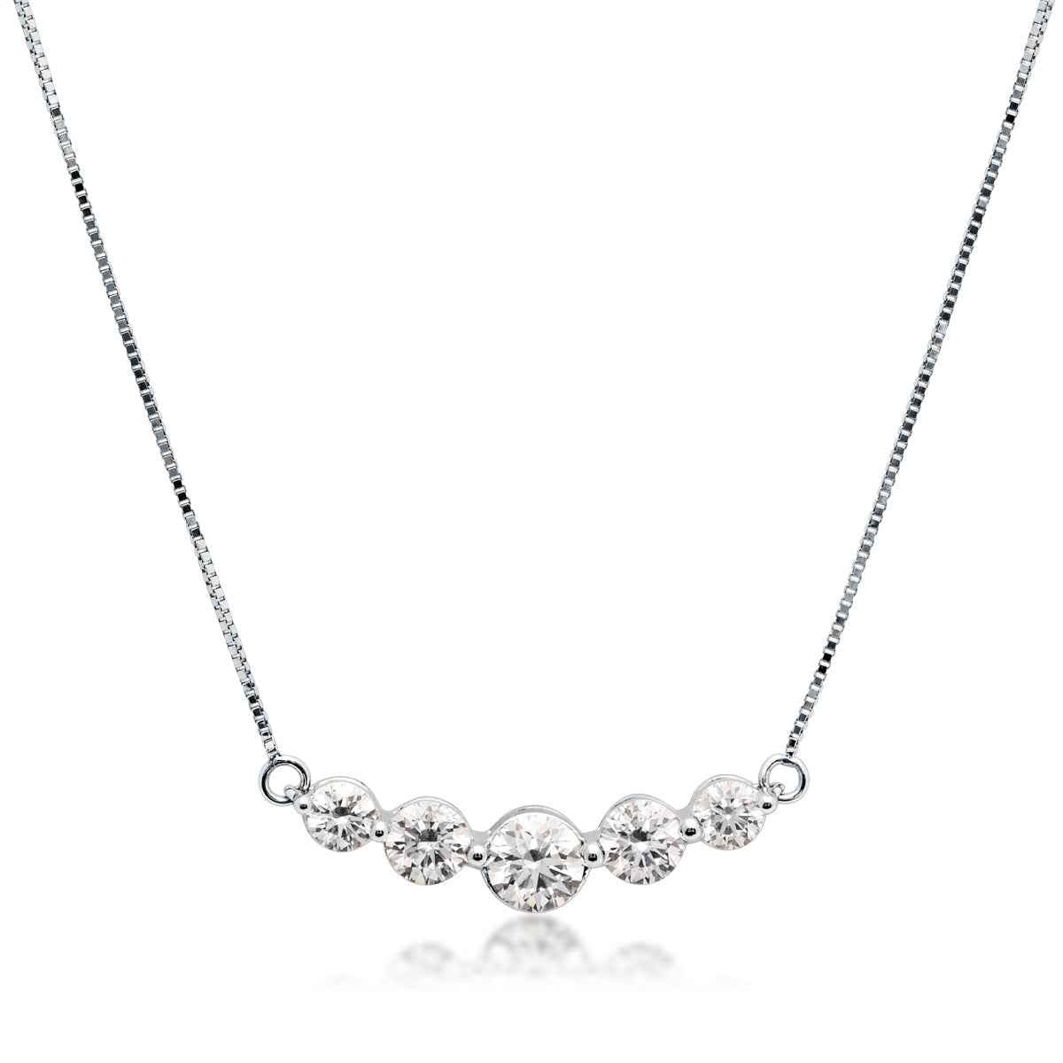 Adamante 1 ct. tw. Lab-Grown Diamond Curved Bar Necklace in 10K White Gold