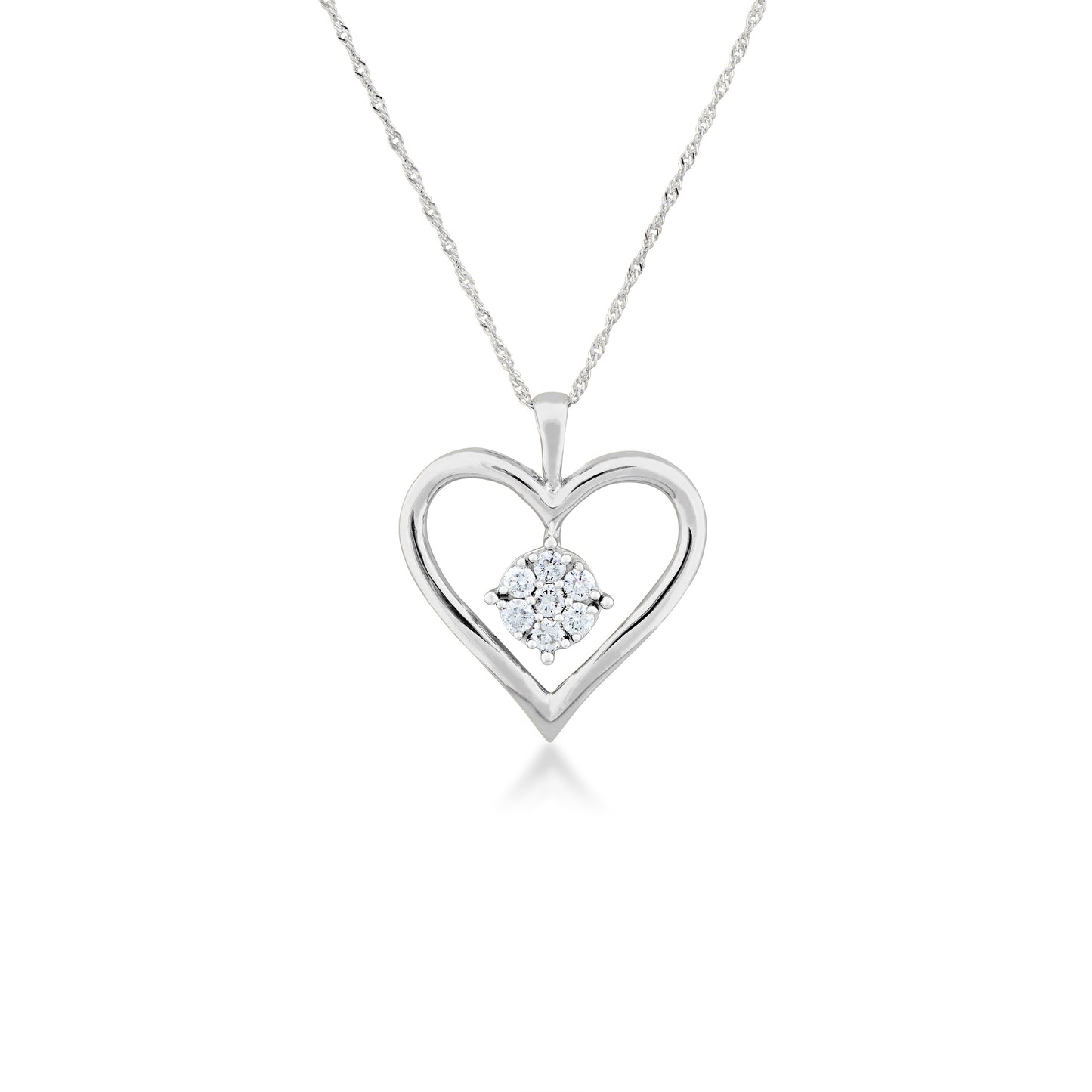 Fairytale Diamonds 1/4 ct. tw. Diamond Cluster Heart Pendant in 10K White Gold