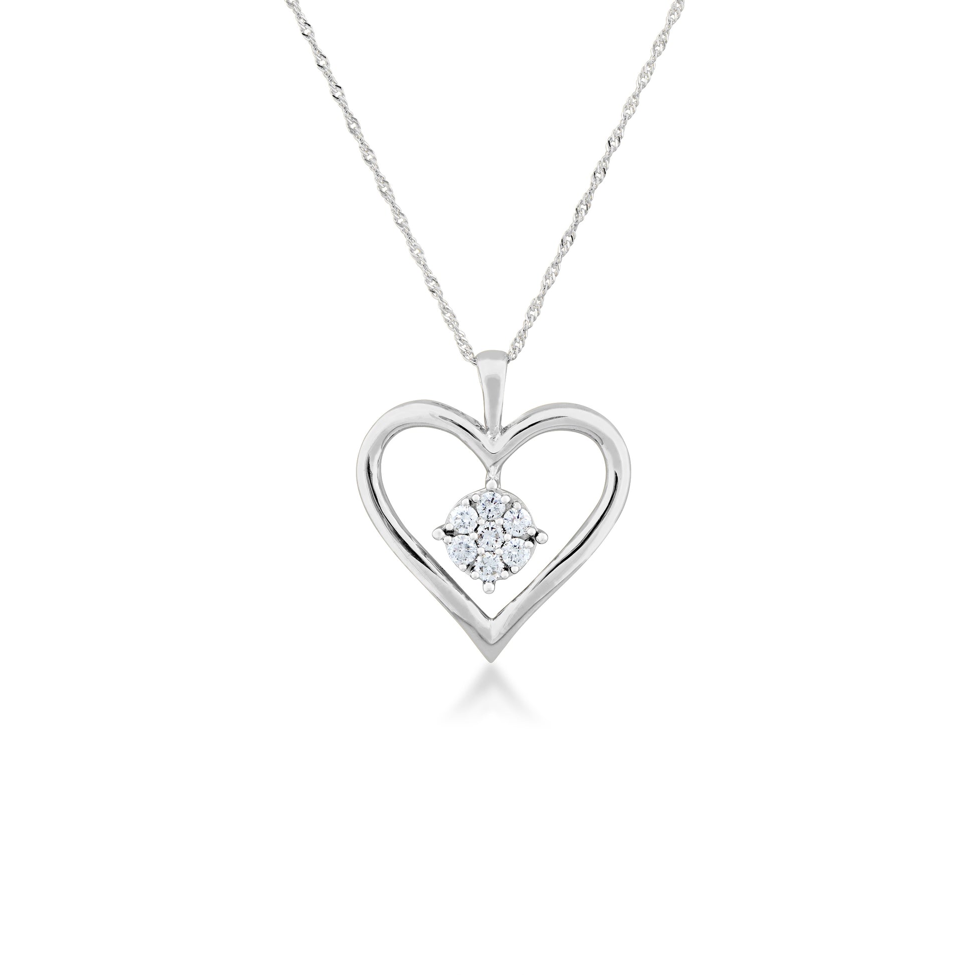 Fairytale Diamonds 1/4 ct. tw. Diamond Cluster Heart Pendant in 10K White Gold