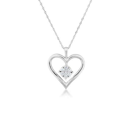 Fairytale Diamonds 1/4 ct. tw. Diamond Cluster Heart Pendant in 10K White Gold