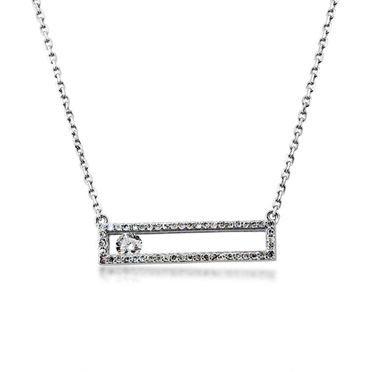 1/4 ct. tw. Slide Diamond Pave Bar Necklace in 10K White Gold
