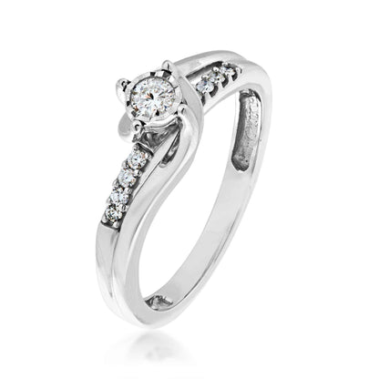 I Promise 1/5 ct. tw. Round Diamond Promise Ring with Miracle Plated Halo in 10K White Gold front view