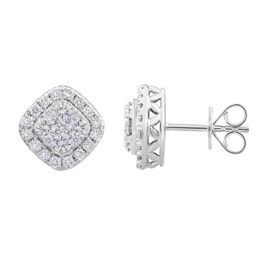 Adamante 1-1/10 ct. tw. Round Cluster Lab-Grown Diamond Earrings in 14K White Gold
