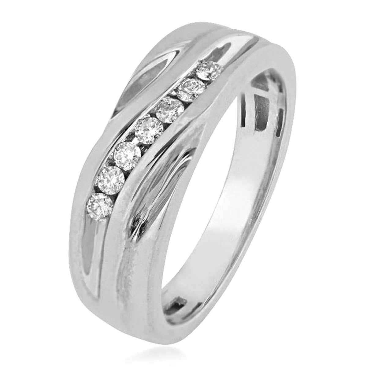 1/4 ct. tw. Men's Diamond Wedding Band in 10K White Gold front view