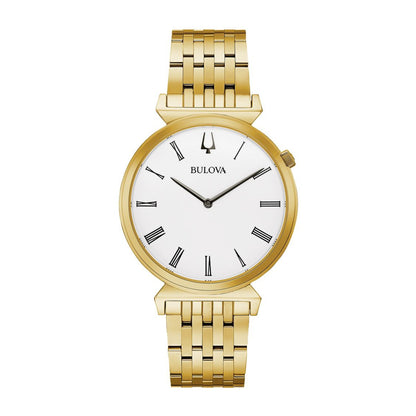 Bulova Men's Regatta Gold-Tone Stainless Steel Watch with White Dial