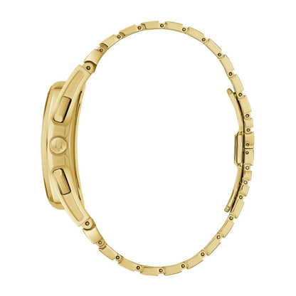 Bulova Men's Curv Gold-Tone Stainless Steel Watch with Open Aperture Champagne Dial front view