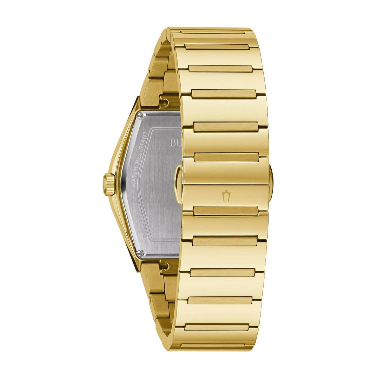 Bulova Men's Gemini Gold-Tone Stainless Steel Watch with Black Dial front view