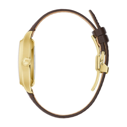 Bulova Frank Sinatra Young at Heart Watch with Brown Dial & Brown Leather Strap front view