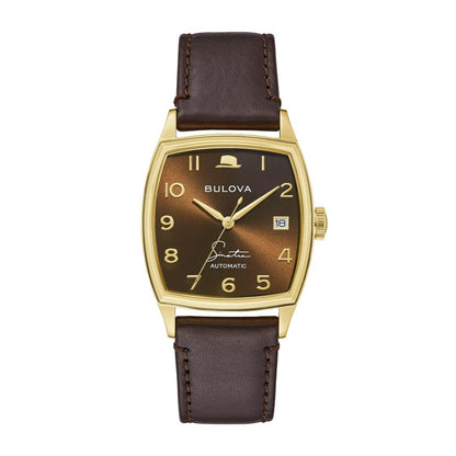 Bulova Frank Sinatra Young at Heart Watch with Brown Dial & Brown Leather Strap
