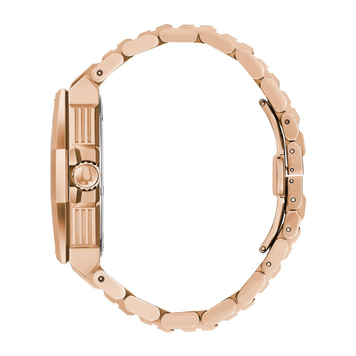 Bulova Men's Precisionist X Pink Gold-Tone Stainless Steel Watch with Black Dial front view