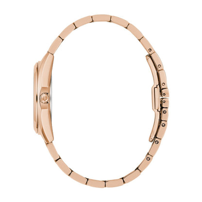 Bulova Ladies' Surveyor Pink Gold-Tone Stainless Steel Watch with Black Dial front view