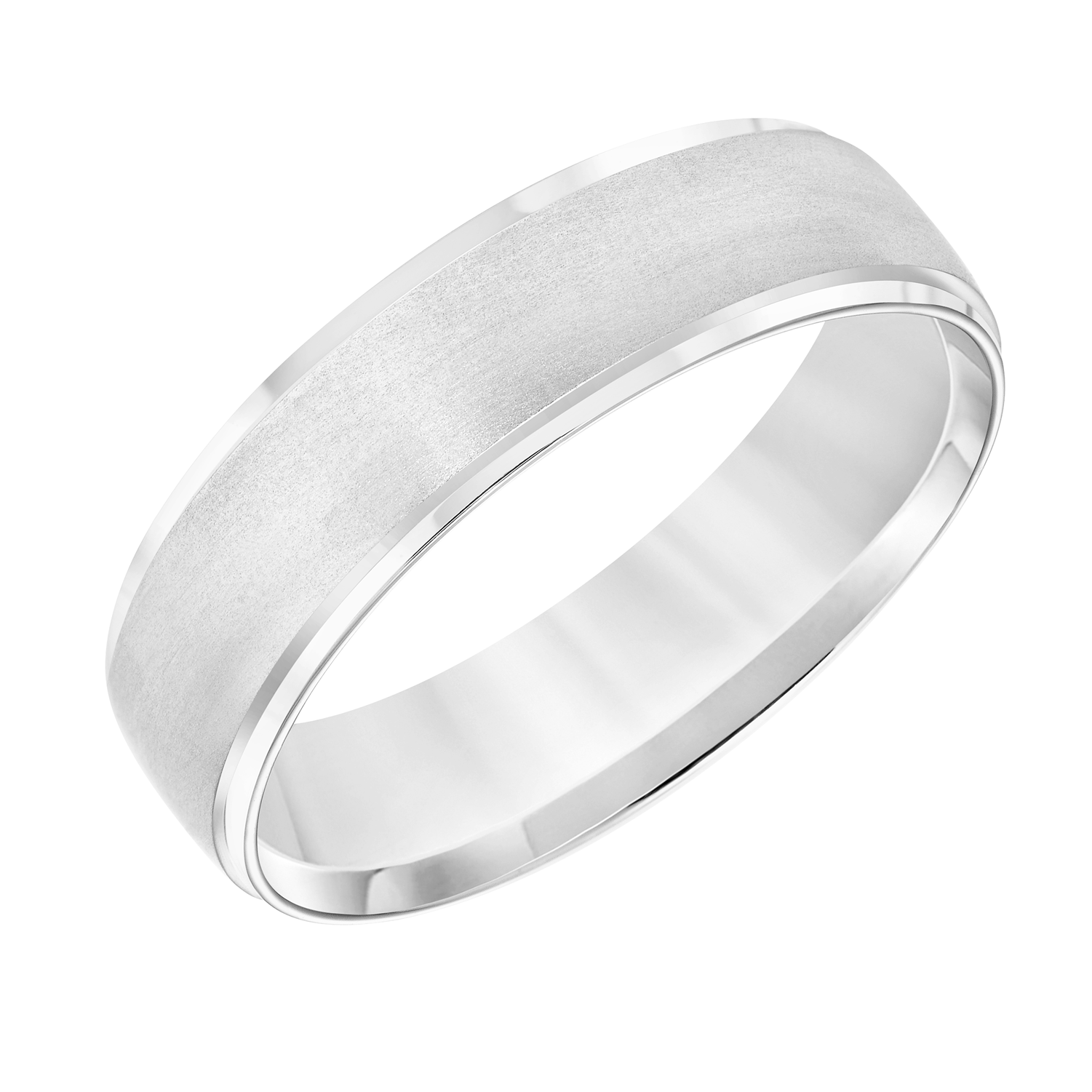 6MM Men's Wedding Band with Brushed Design in 14K White Gold