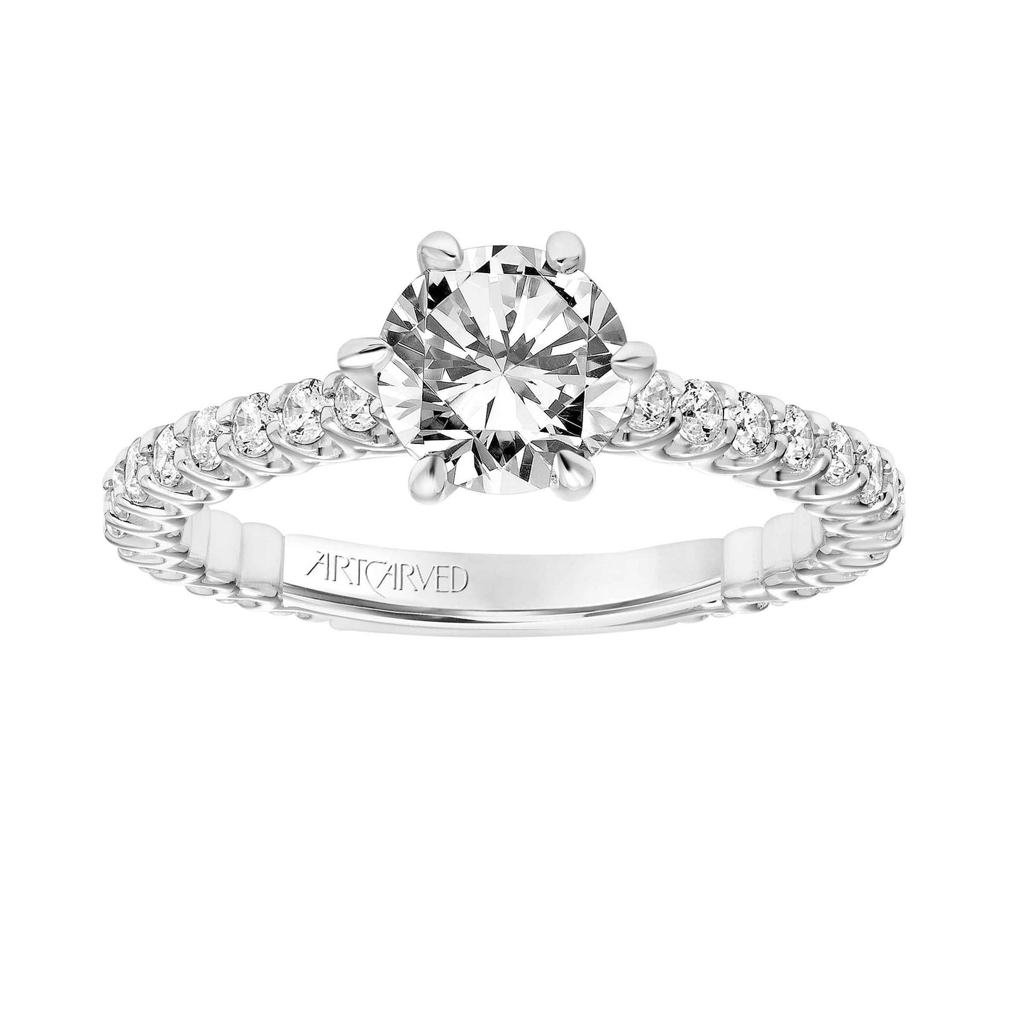 ArtCarved Contemporary 5/8 ct. tw. Round Diamond Semi-Mount Engagement Ring with Undercarriage Milgrain Detailing in 14K