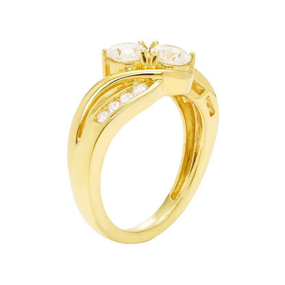 2Beloved 3/4 ct. tw. 2-Stone Diamond Ring in 10K Yellow Gold front view