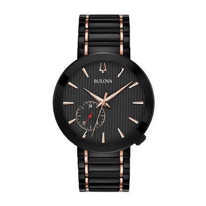 Bulova Men's Futuro Latin Grammy Two-Tone Black & Pink Stainless Steel Watch with Black Dial