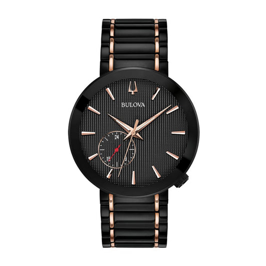 Bulova Men's Futuro Latin Grammy Two-Tone Black & Pink Stainless Steel Watch with Black Dial