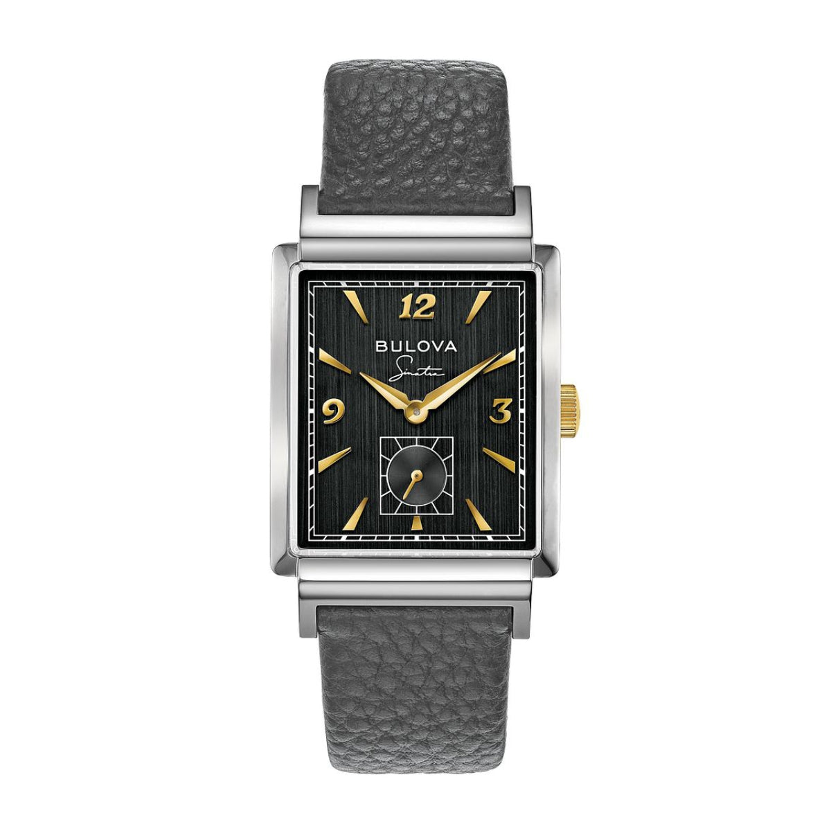 Bulova Frank Sinatra My Way Watch with Black Dial & Gray Leather Strap