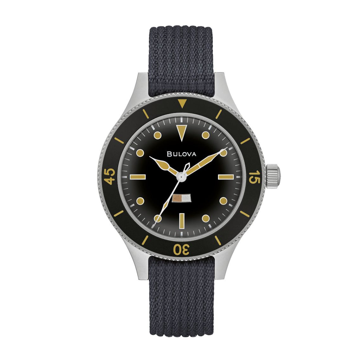 Bulova Men's Archive MIL SHIPS Archive Series Watch with Black Dial & Blue Nylon Strap