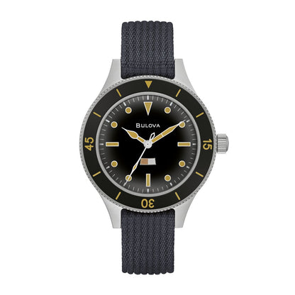 Bulova Men's Archive MIL SHIPS Archive Series Watch with Black Dial & Blue Nylon Strap