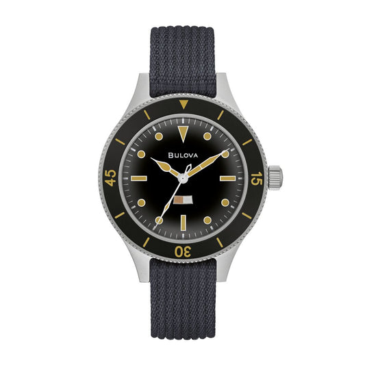 Bulova Men's Archive MIL SHIPS Archive Series Watch with Black Dial & Blue Nylon Strap