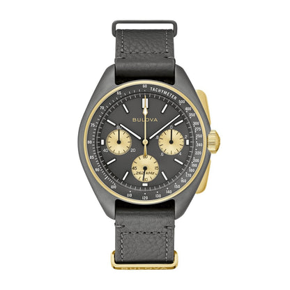 Bulova Men's Archive Lunar Pilot Stainless Steel & Titanium Watch with Gray Dial & Gray Leather Strap