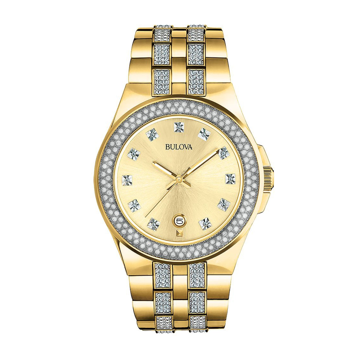 Bulova Men's Phantom Crystal Collection Gold-Tone Stainless Steel Watch with Champagne Dial