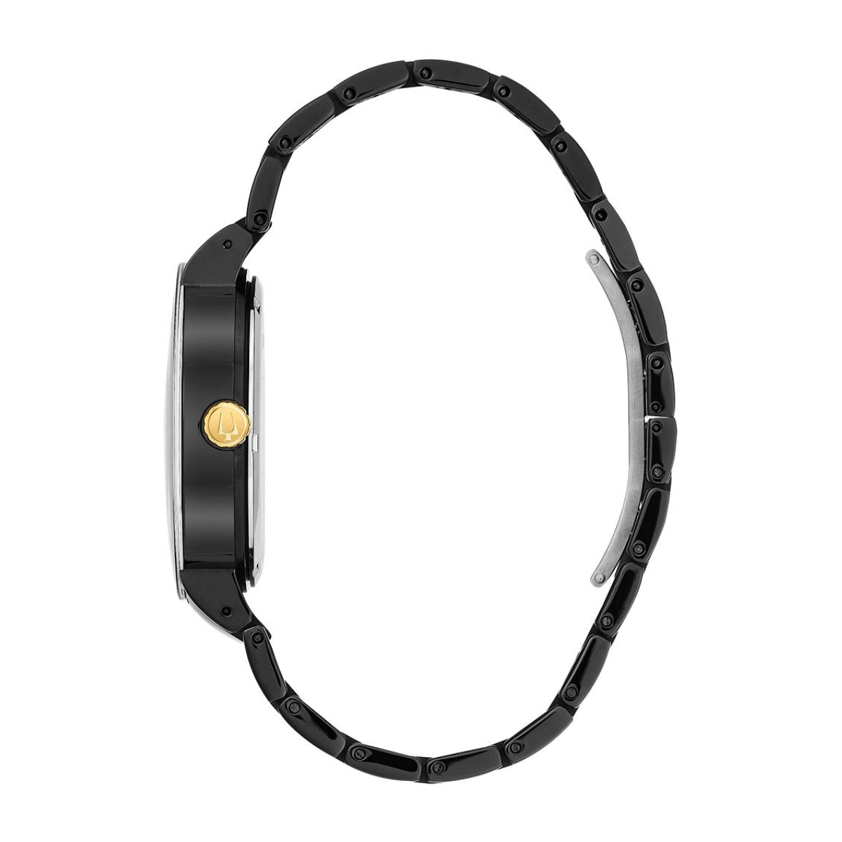 Bulova Men's Futuro Black & Gold-Tone Stainless Steel Watch with Black Dial front view