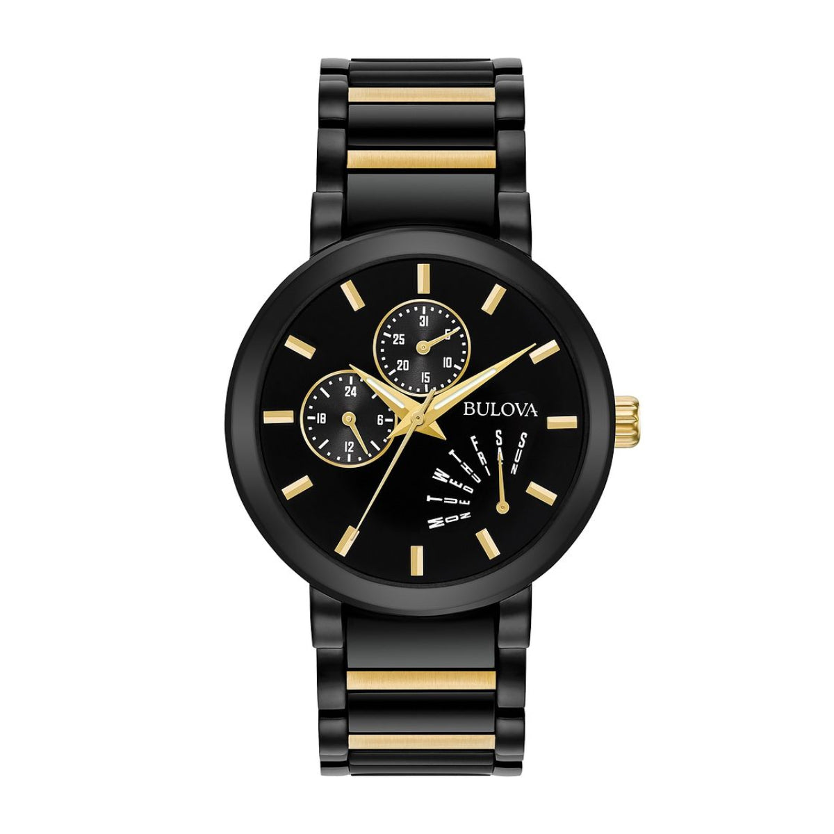 Bulova Men's Futuro Black & Gold-Tone Stainless Steel Watch with Black Dial