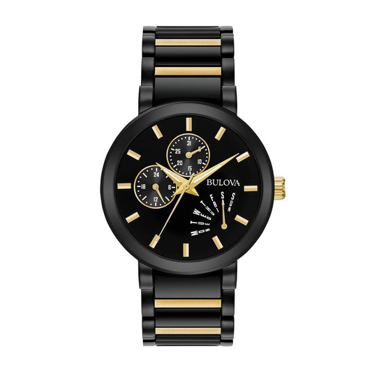 Bulova Men's Futuro Black & Gold-Tone Stainless Steel Watch with Black Dial