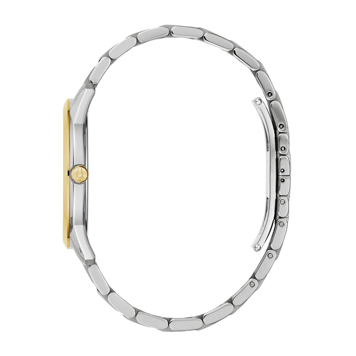 Bulova Men's Sutton Two-Tone Stainless Steel Watch with Black Dial front view