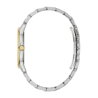 Bulova Men's Sutton Two-Tone Stainless Steel Watch with Black Dial front view