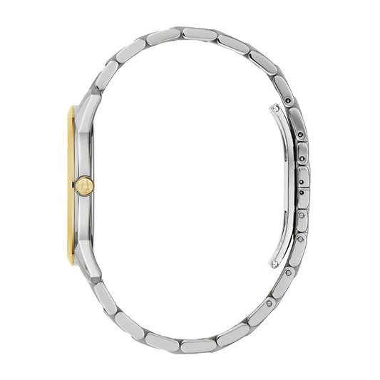Bulova Men's Sutton Two-Tone Stainless Steel Watch with Black Dial front view
