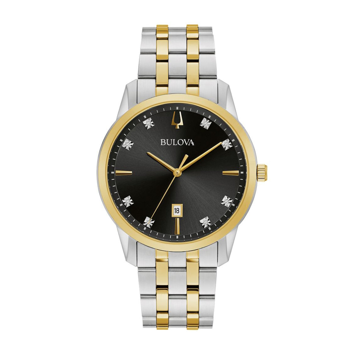 Bulova Men's Sutton Two-Tone Stainless Steel Watch with Black Dial