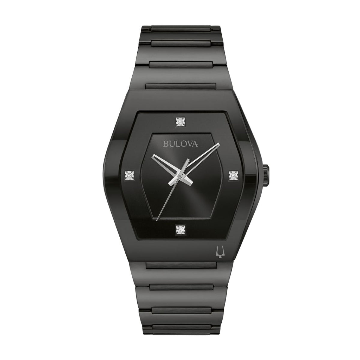 Bulova Men's Gemini Black Stainless Steel Watch with Black Dial